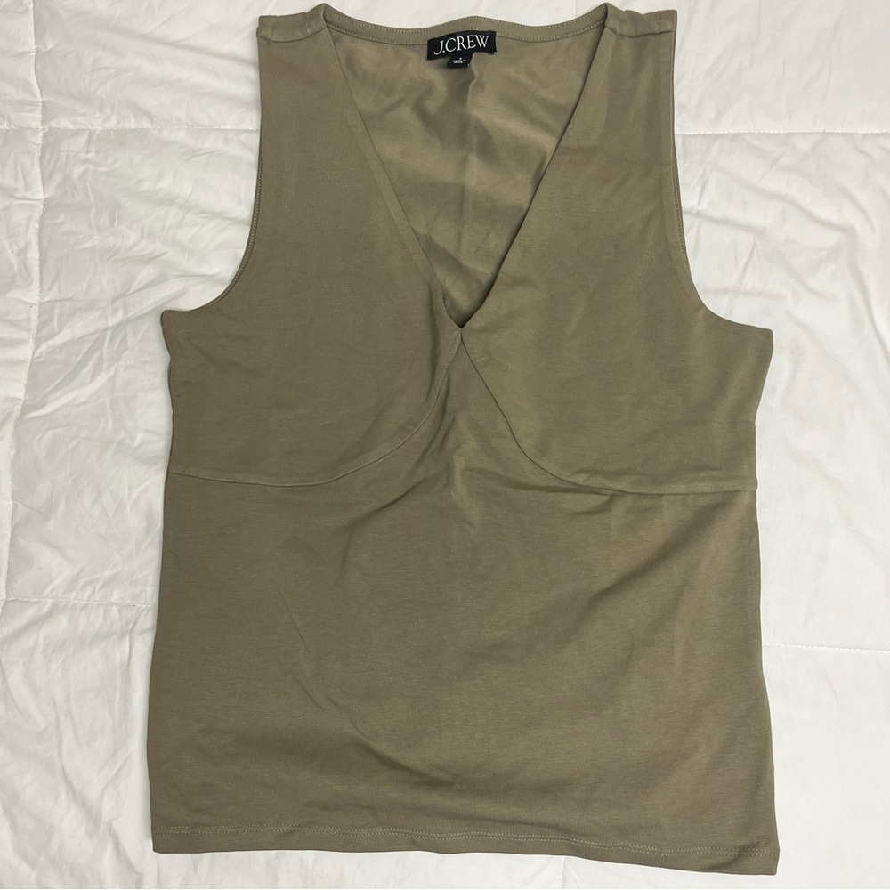 J. Crew Women's Khaki V-Neck Tank Top